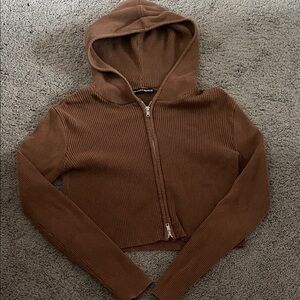 Brandy Melville Chocolate Ribbed Hoodie